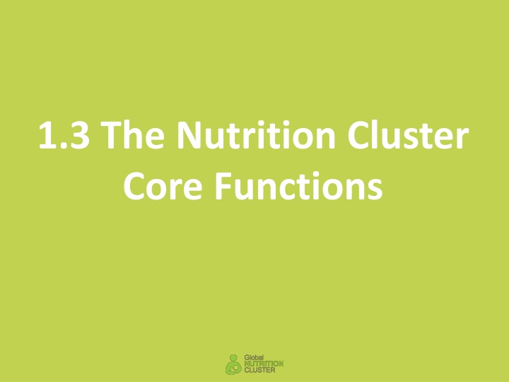 1 3 the nutrition cluster core functions