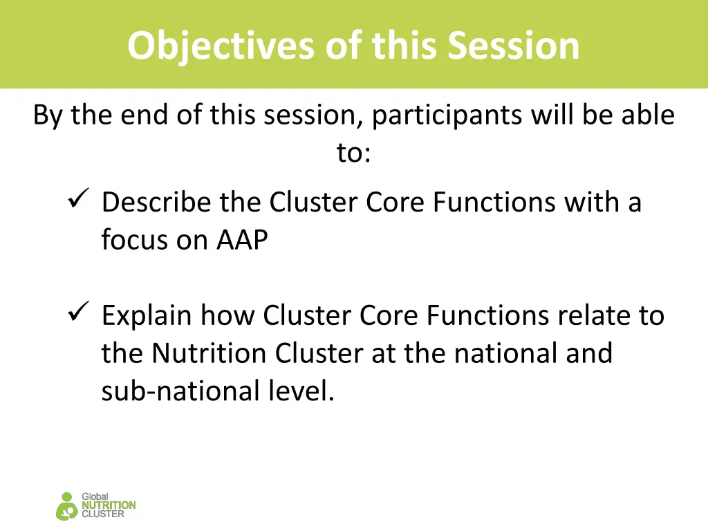 objectives of this session