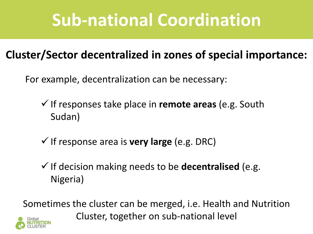 sub national coordination