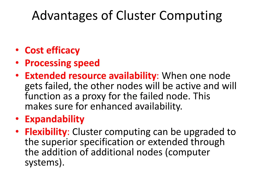 advantages of cluster computing