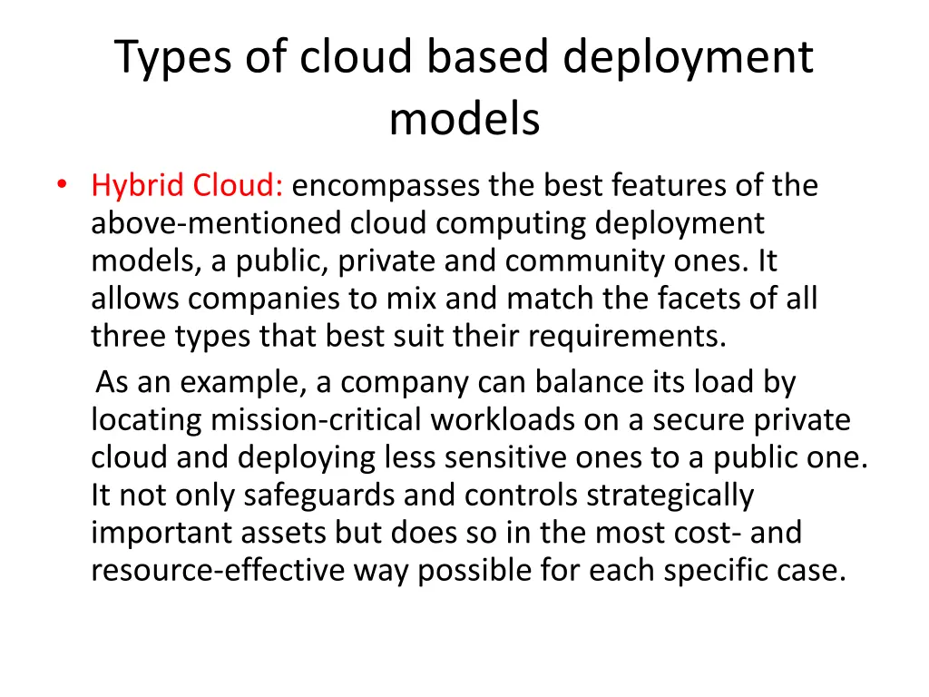 types of cloud based deployment models hybrid