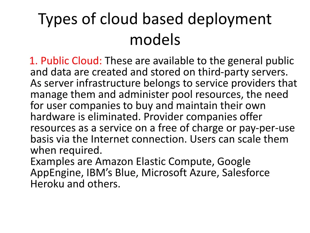 types of cloud based deployment models