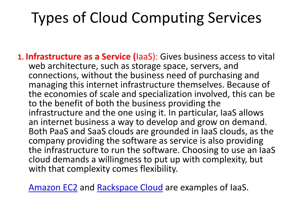 types of cloud computing services