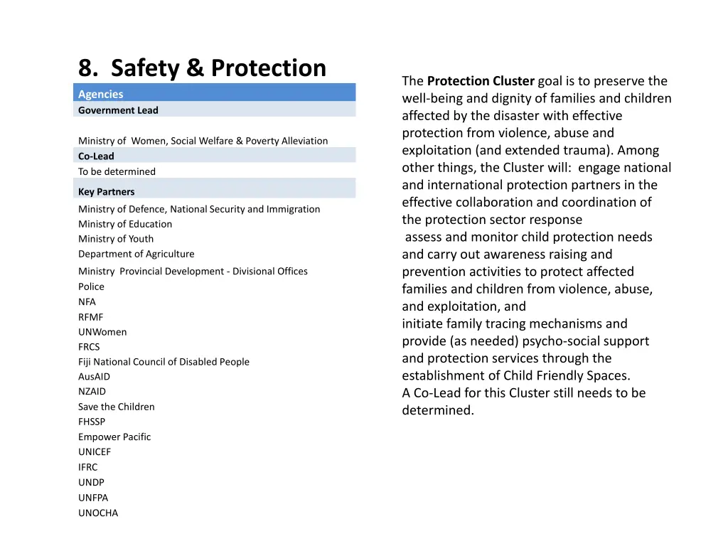 8 safety protection agencies government lead