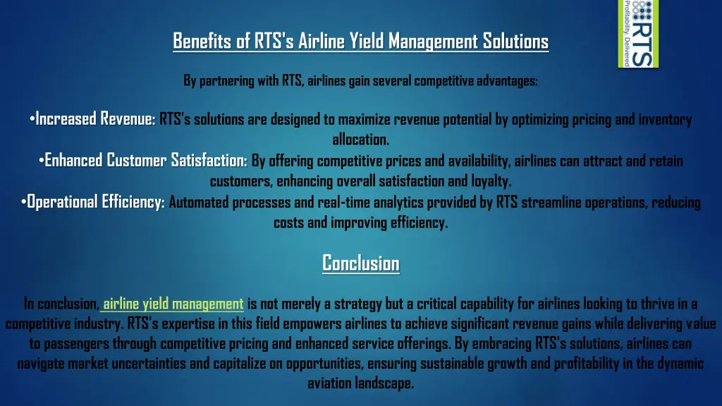 benefits of rts s airline yield management