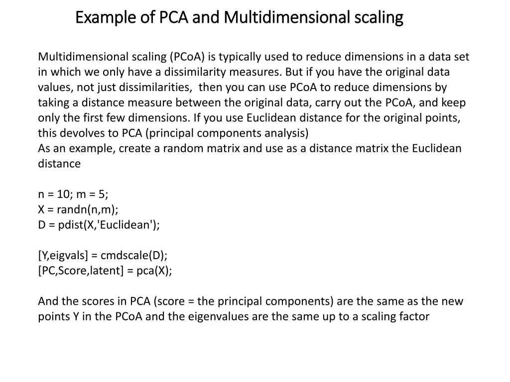 example of pca and multidimensional scaling