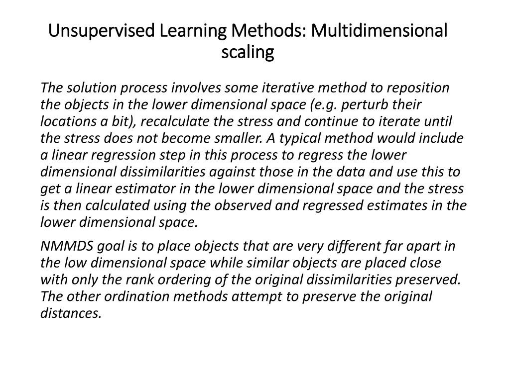 unsupervised learning methods multidimensional 2