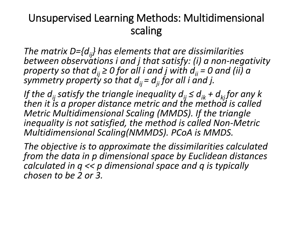 unsupervised learning methods multidimensional