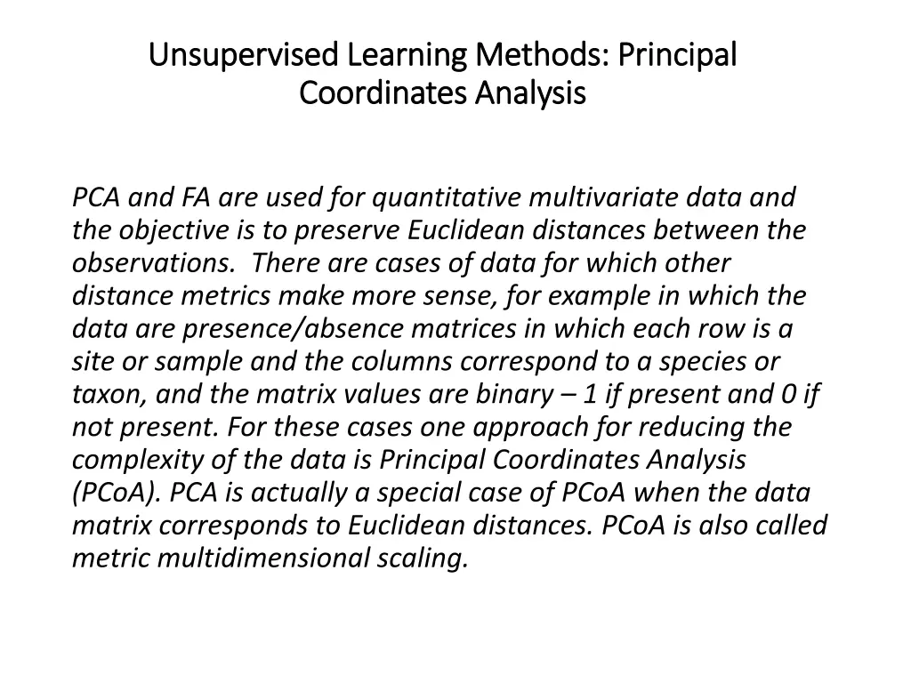 unsupervised learning methods principal