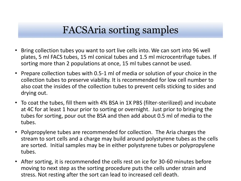 facsaria sorting samples 1