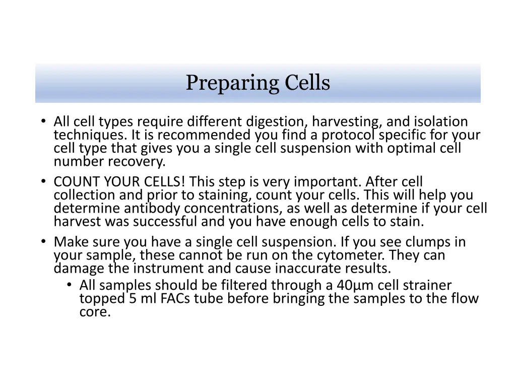 preparing cells