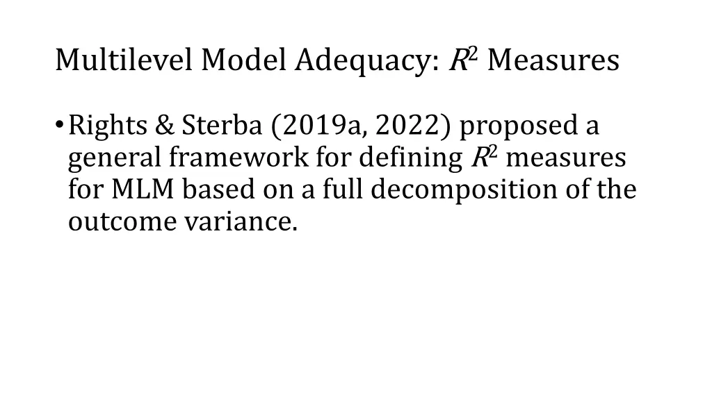 multilevel model adequacy r 2 measures 1