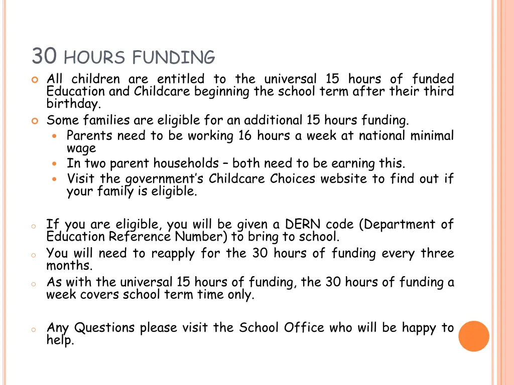 30 hours funding all children are entitled