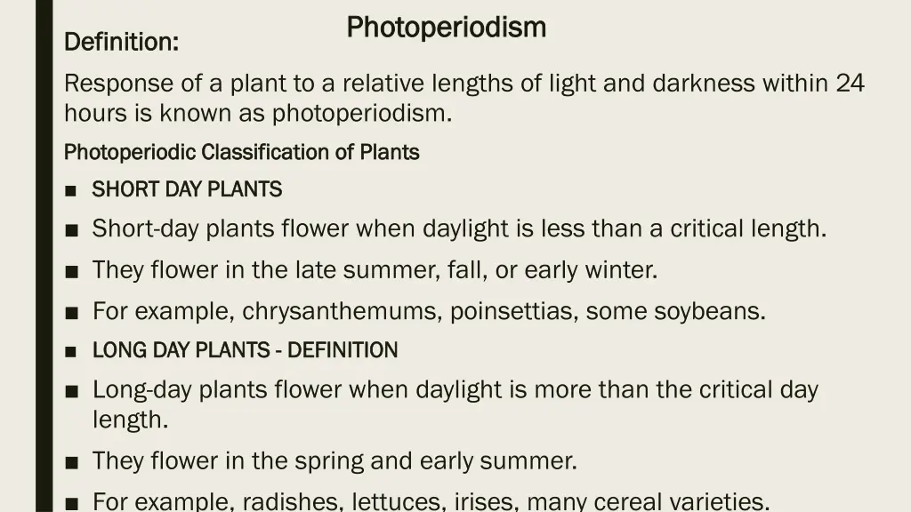 photoperiodism photoperiodism