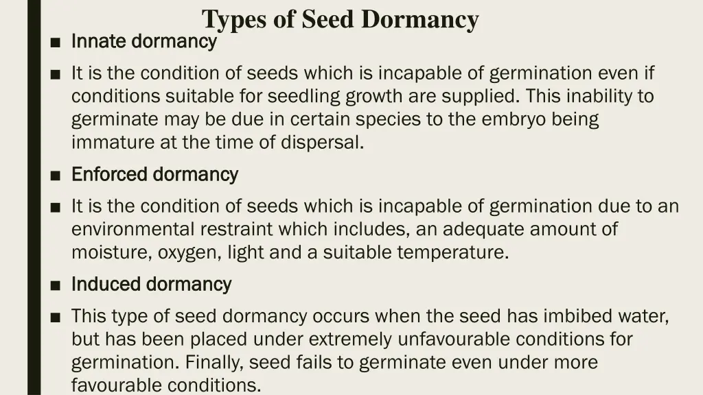 types of seed dormancy innate dormancy