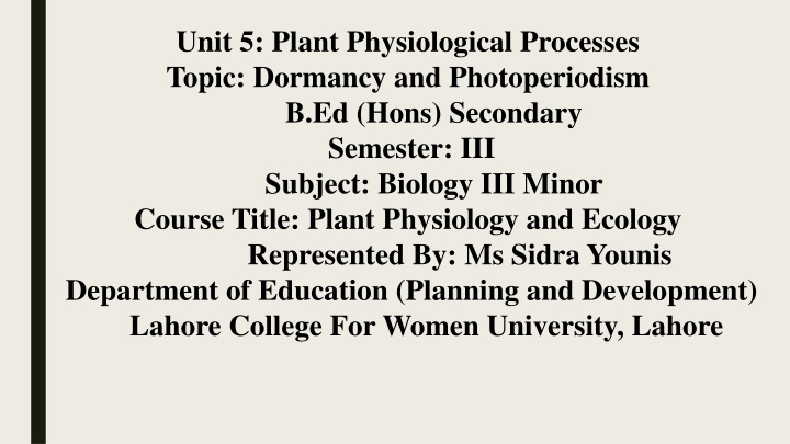 unit 5 plant physiological processes topic