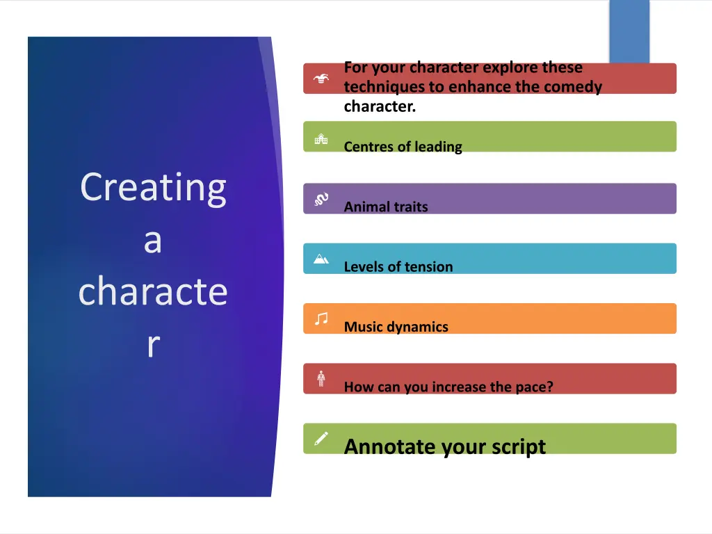 for your character explore these techniques