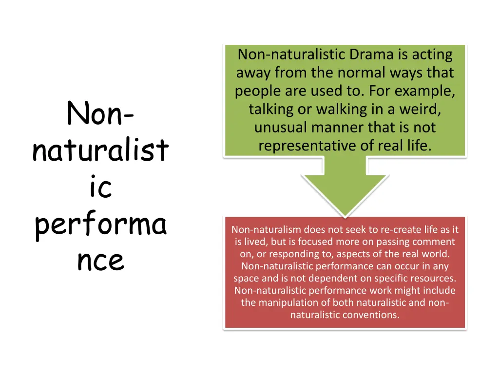 non naturalistic drama is acting away from 1