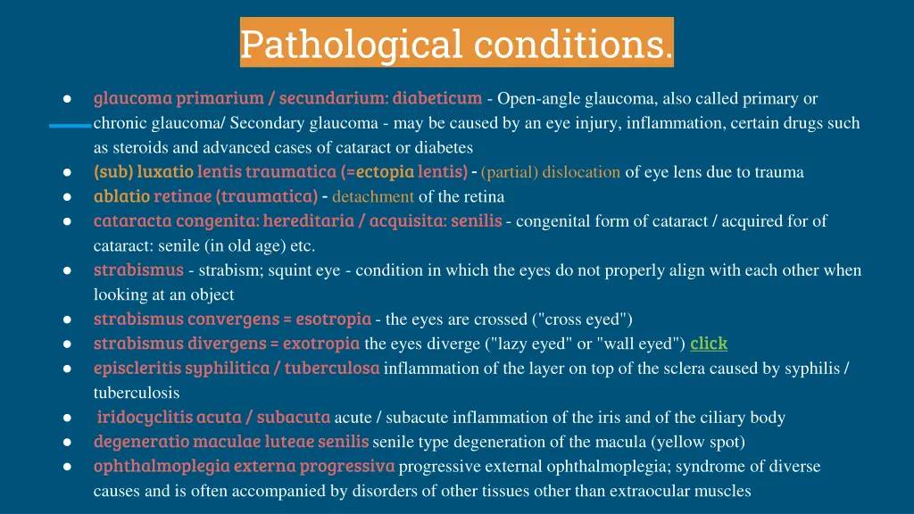 pathological conditions