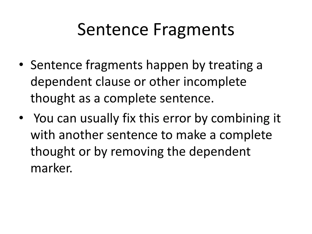 sentence fragments