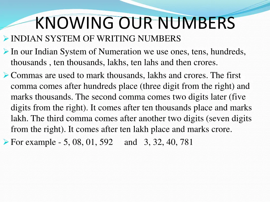 knowing our numbers indian system of writing