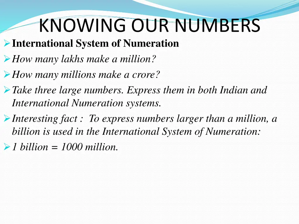 knowing our numbers international system 1