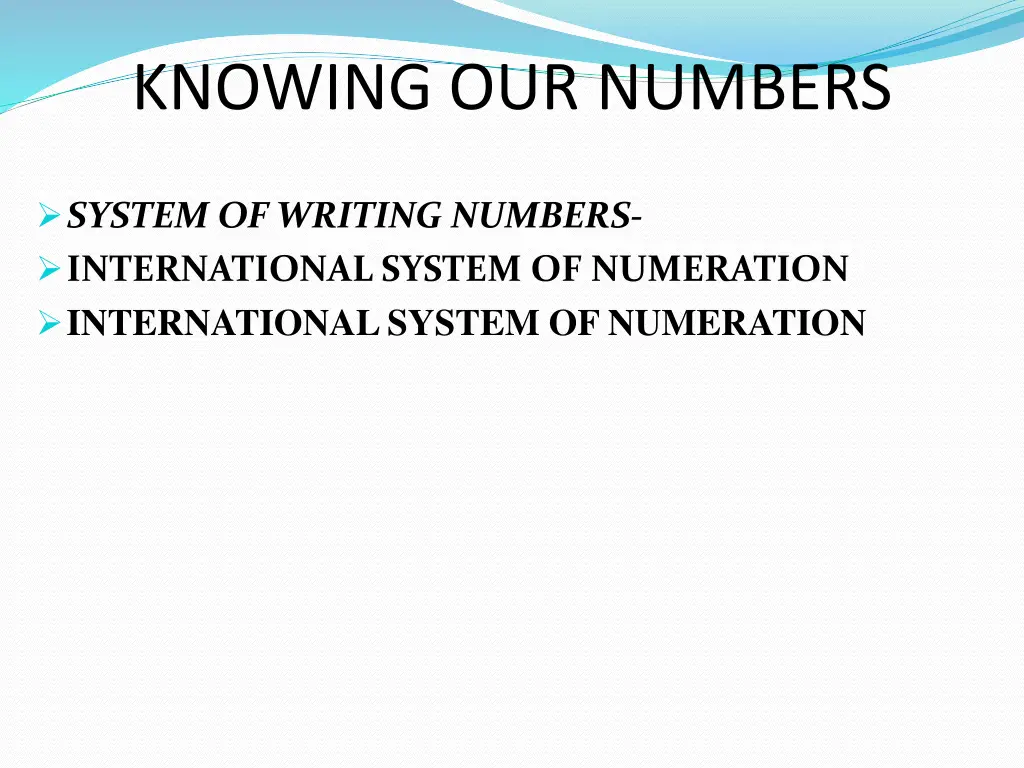 knowing our numbers