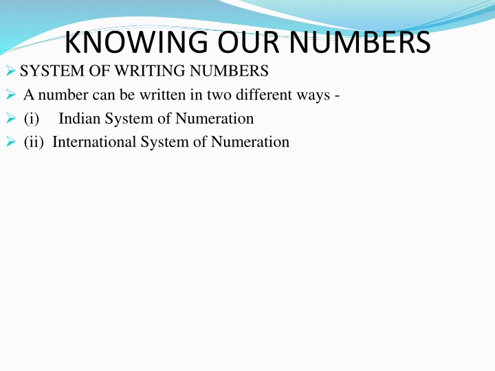 knowing our numbers system of writing numbers