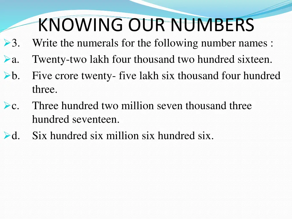 knowing our numbers write the numerals