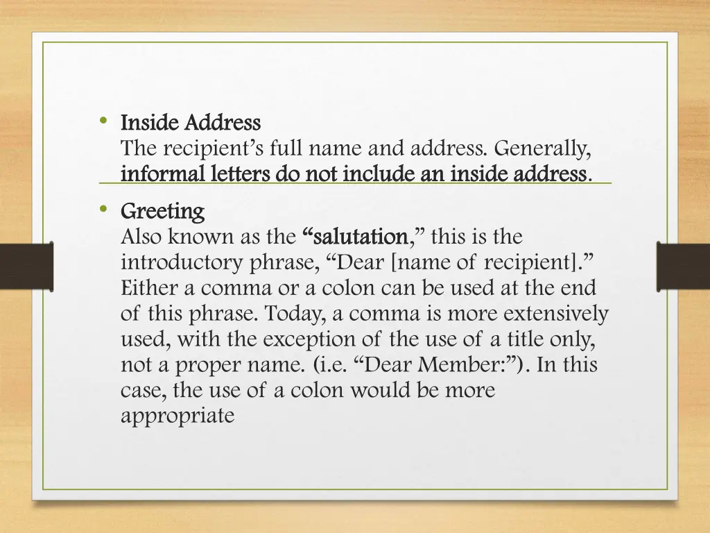 inside address inside address the recipient