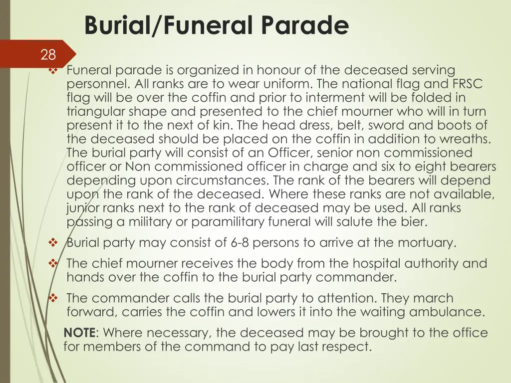 burial funeral parade