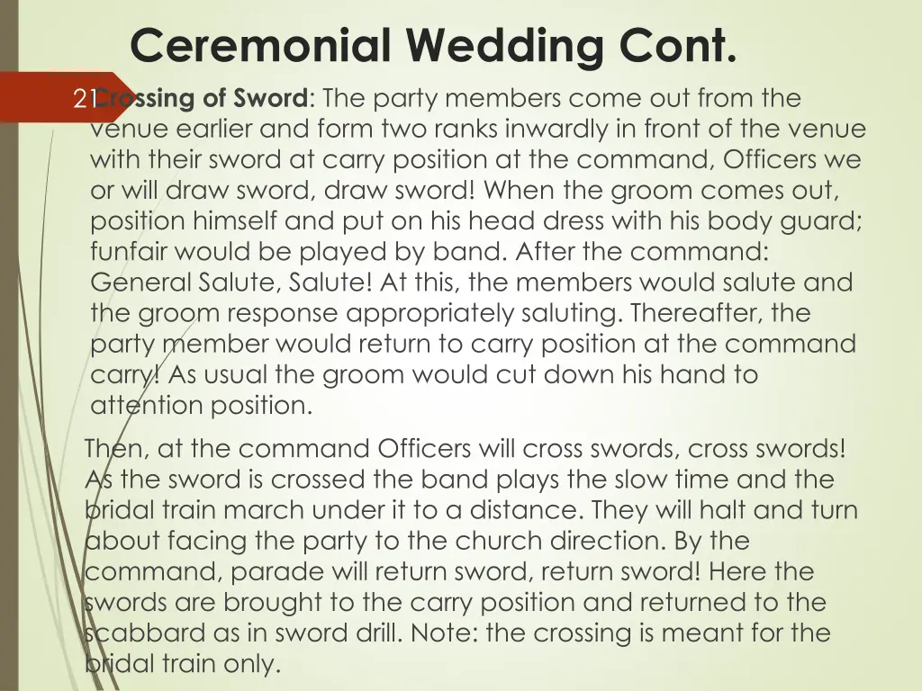 ceremonial wedding cont crossing of sword