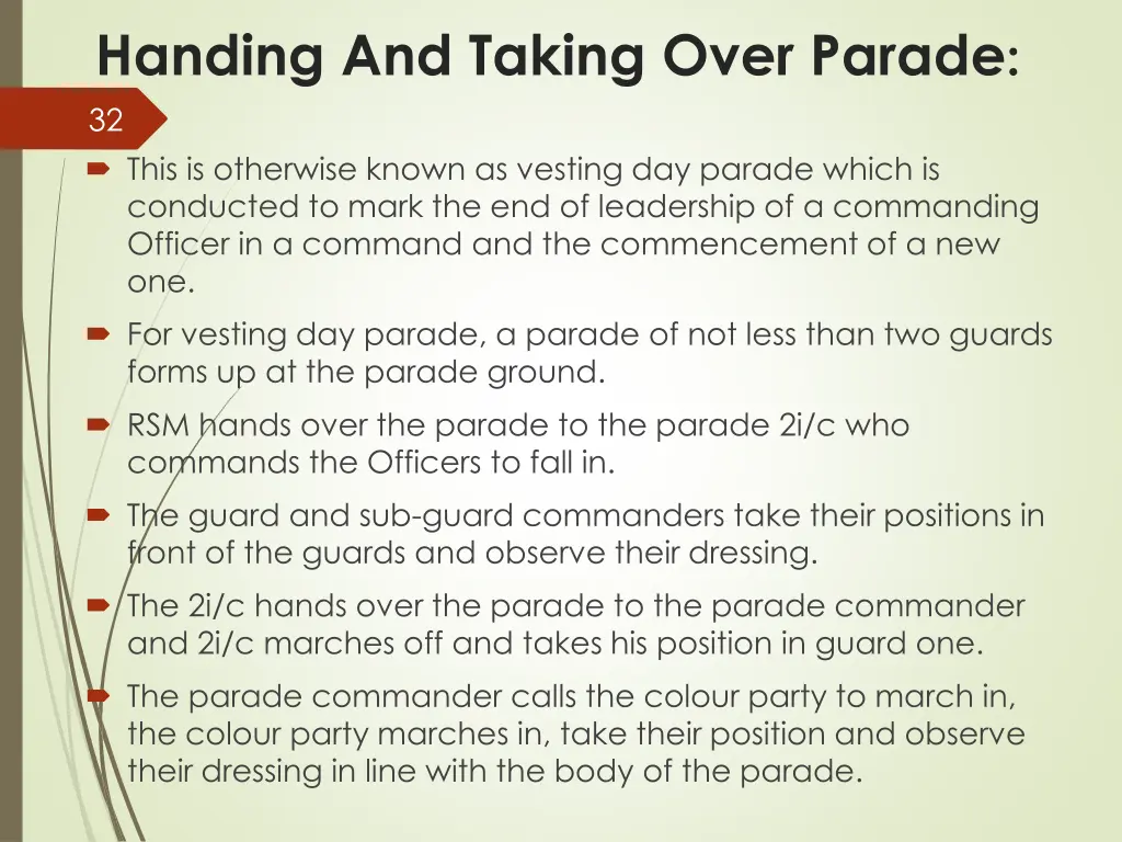 handing and taking over parade 32