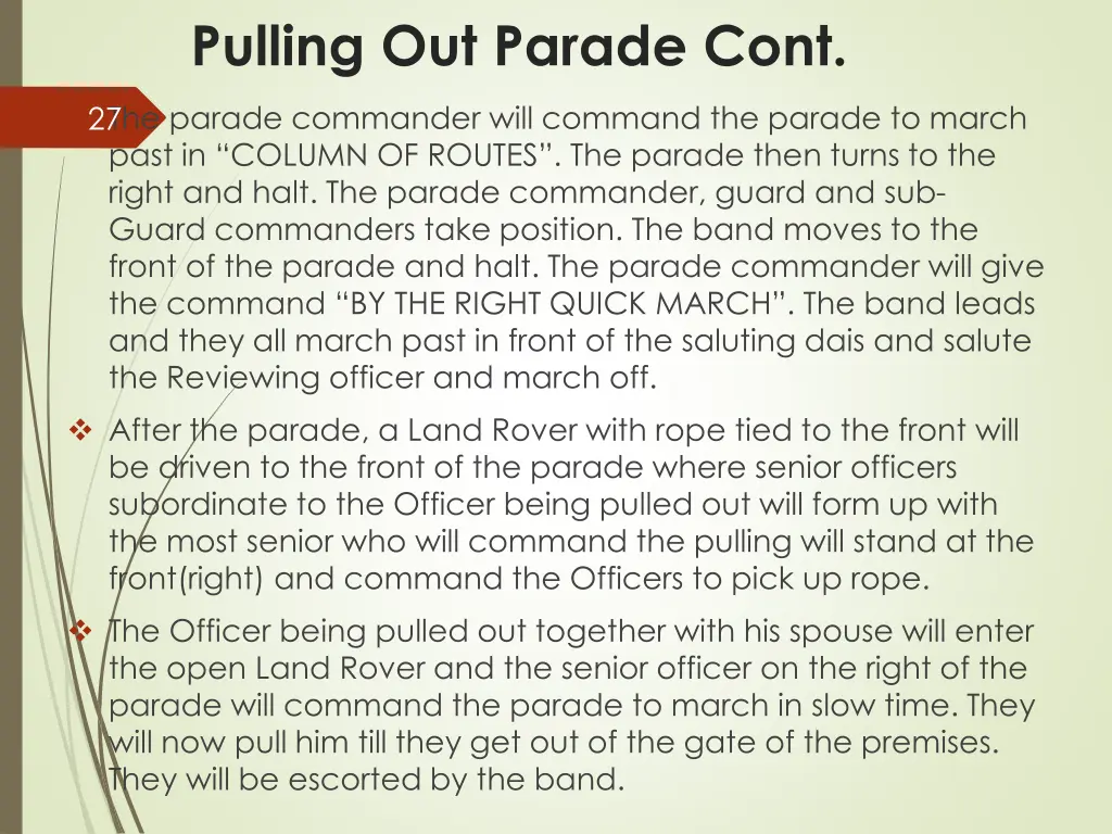 pulling out parade cont