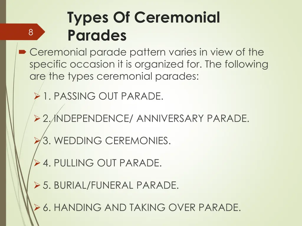 types of ceremonial parades ceremonial parade