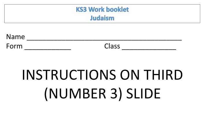 ks3 work booklet judaism