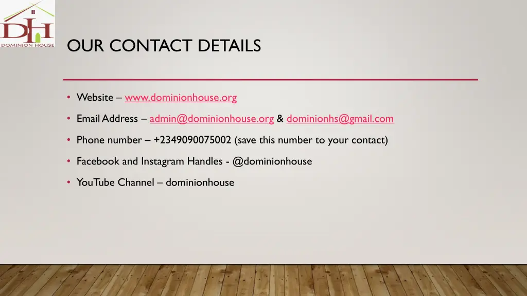 our contact details