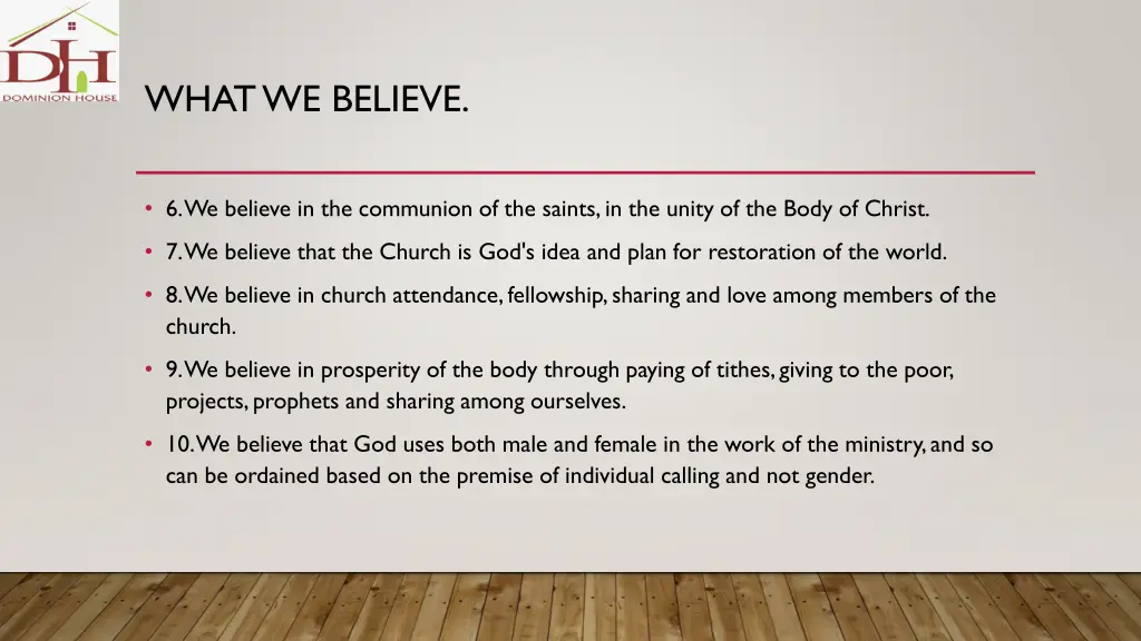 what we believe 1