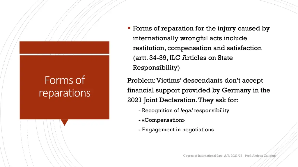 forms of reparation for the injury caused