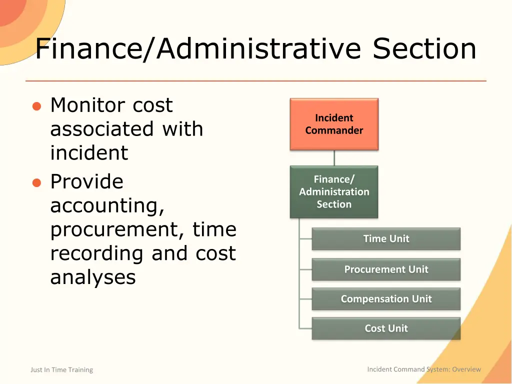 finance administrative section