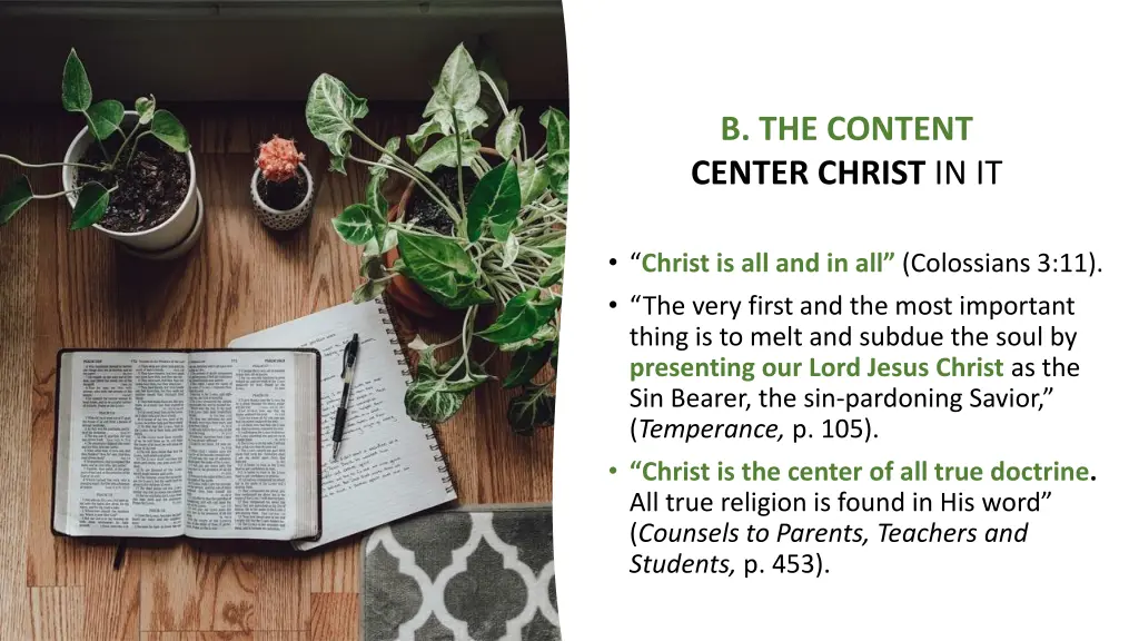 b the content center christ in it