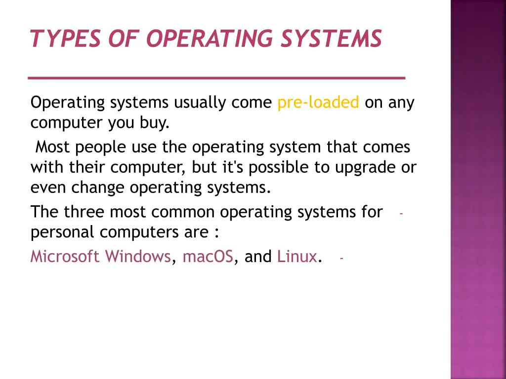 types of operating systems