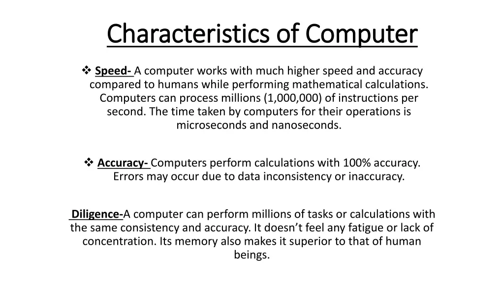 characteristics of computer characteristics