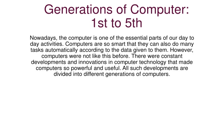 generations of computer 1st to 5th