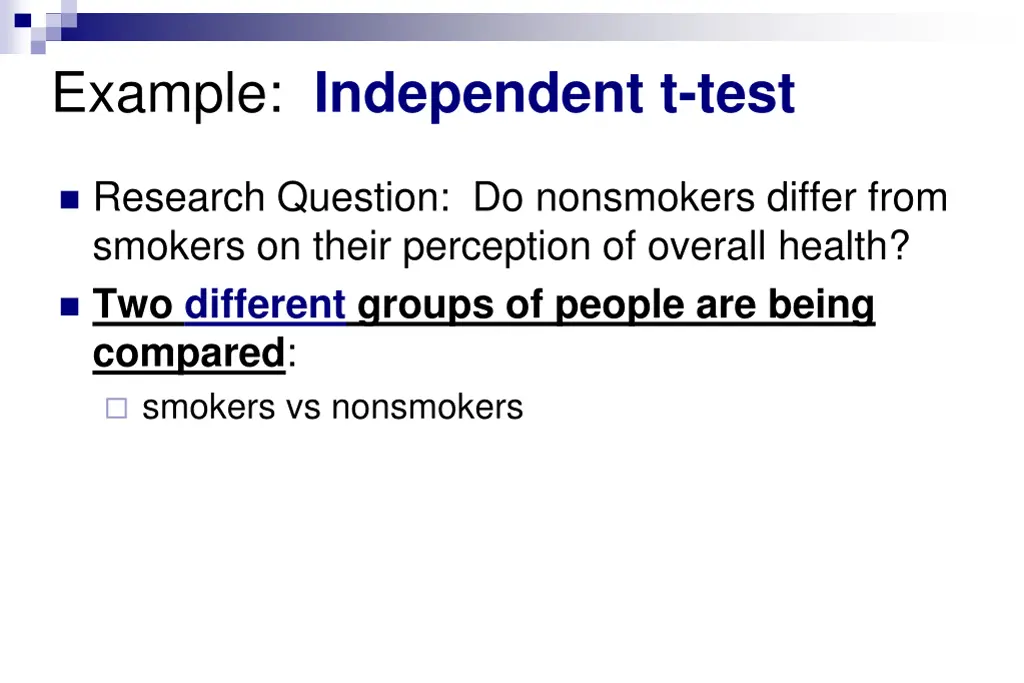 example independent t test