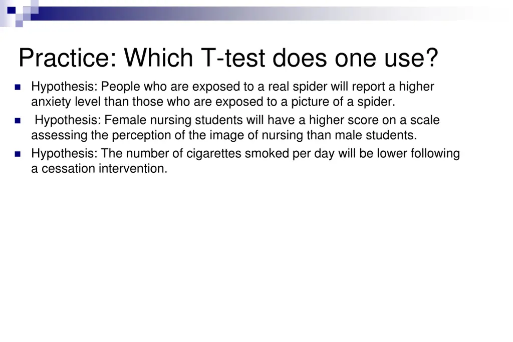 practice which t test does one use