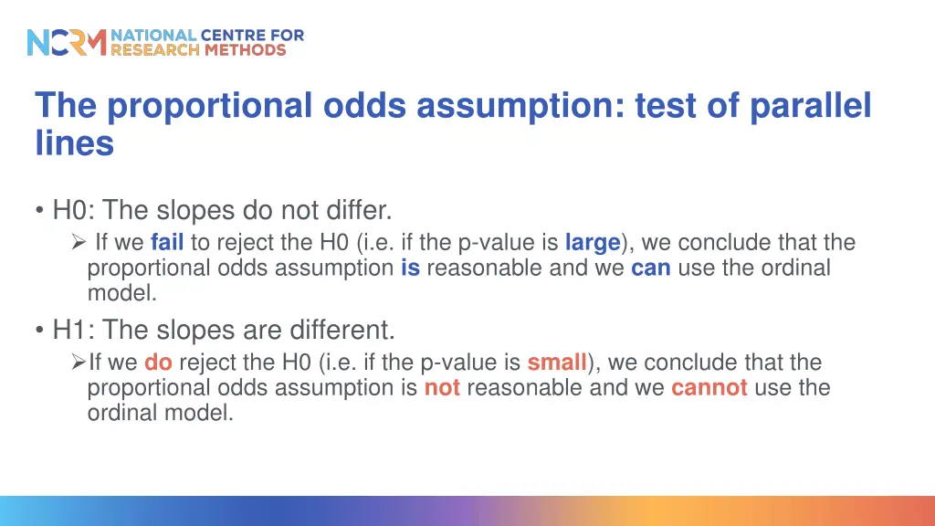 the proportional odds assumption test of parallel