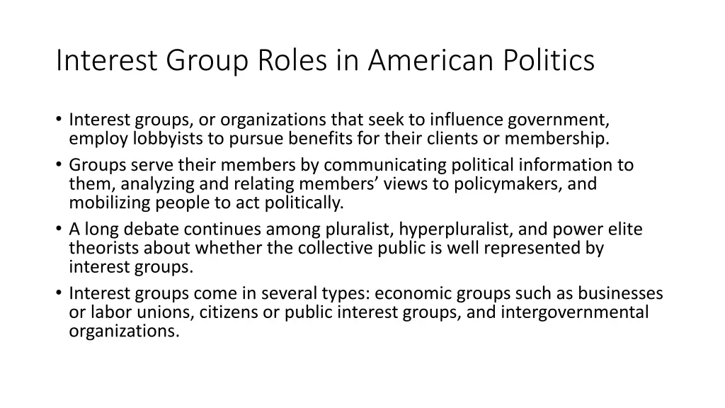 interest group roles in american politics