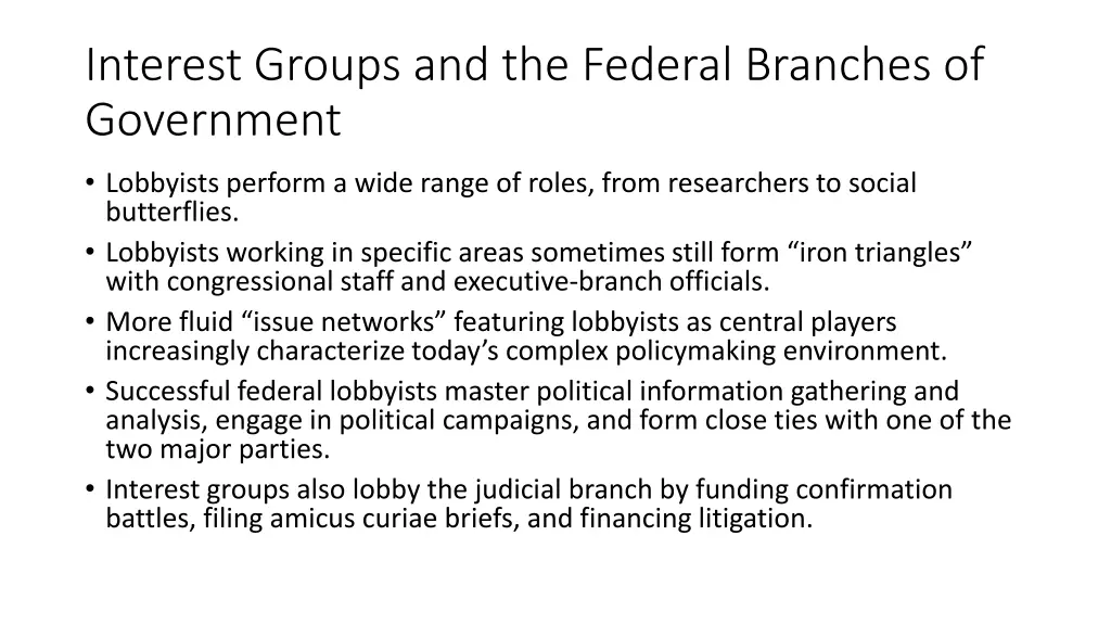 interest groups and the federal branches