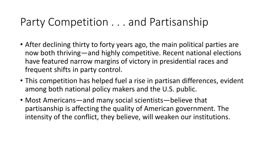 party competition and partisanship